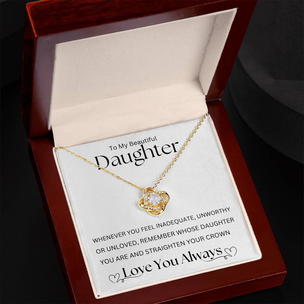 To My Beautiful Daughter Love Knot Necklace