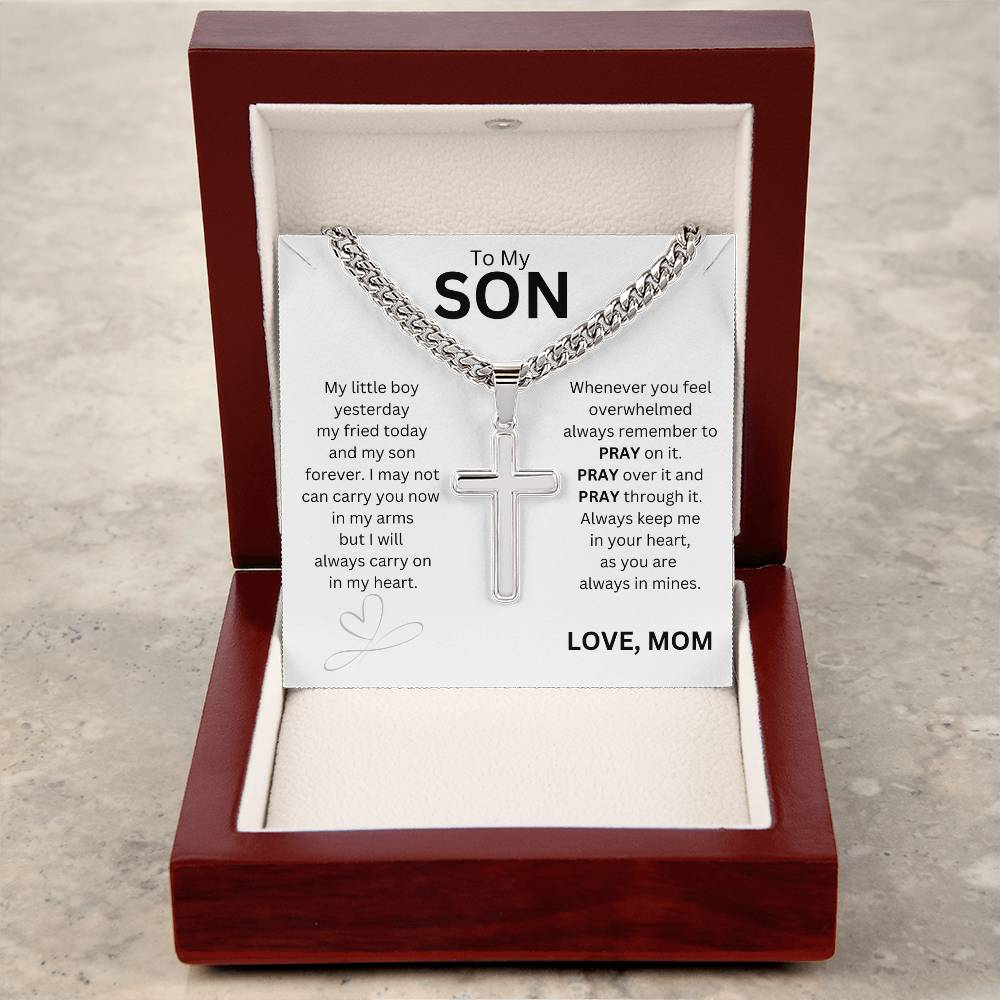 To My Son Artisan Cross Cuban Chain