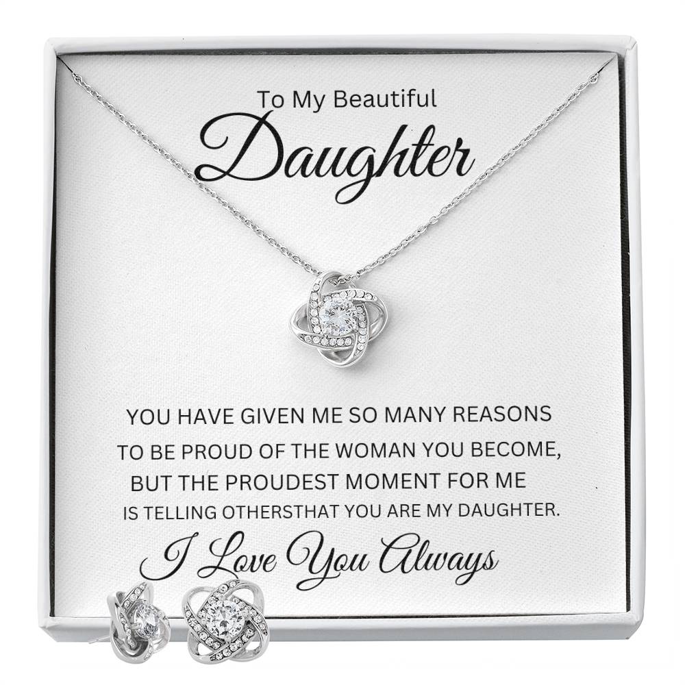 To My Beautiful Daughter Love Knot Necklace
