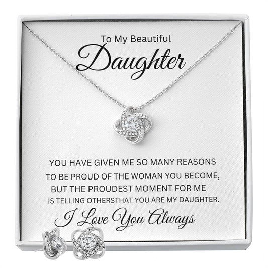 To My Beautiful Daughter Love Knot Necklace