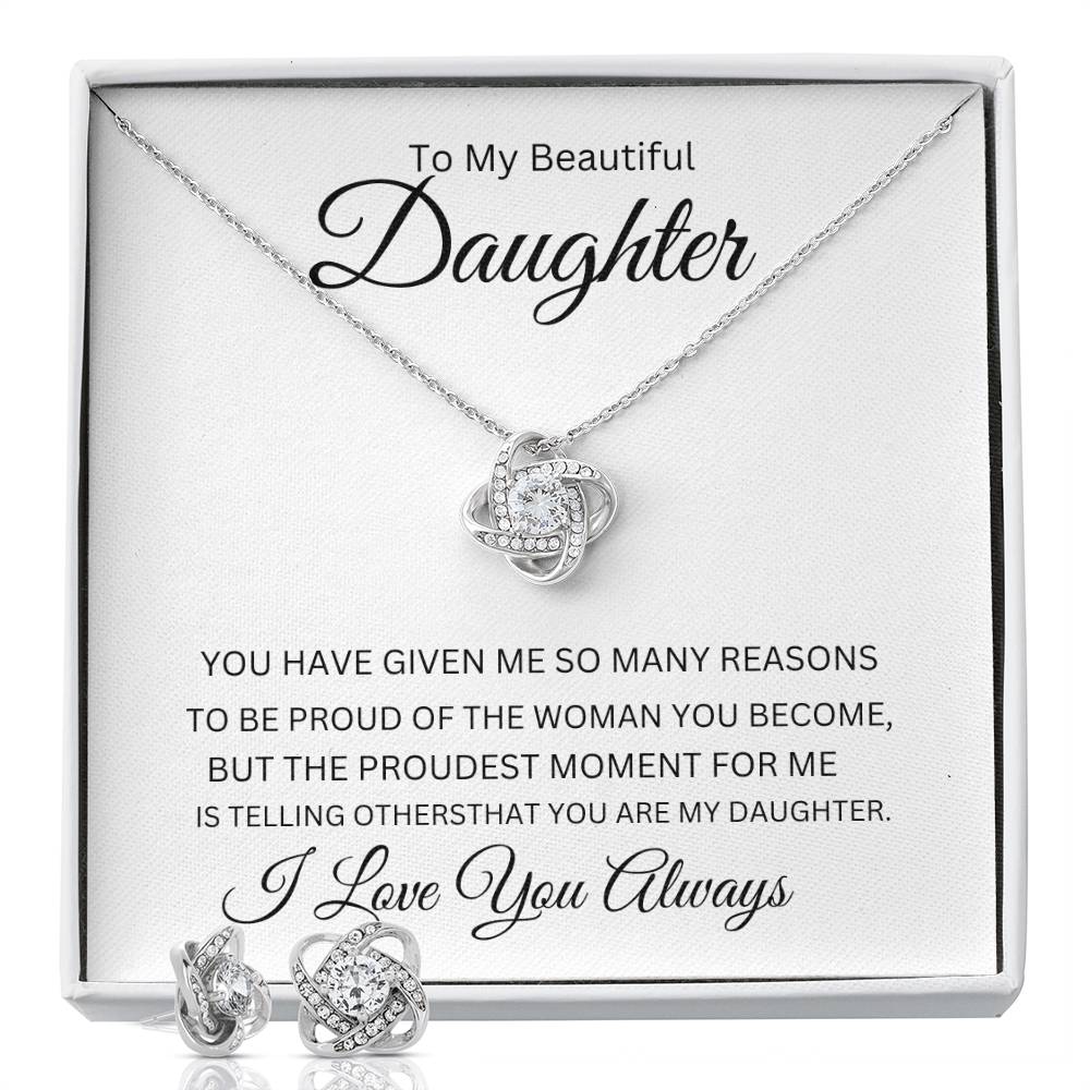 To My Beautiful Daughter Love Knot Necklace