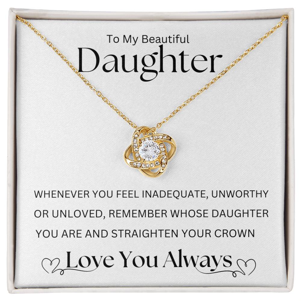 To My Beautiful Daughter Love Knot Necklace