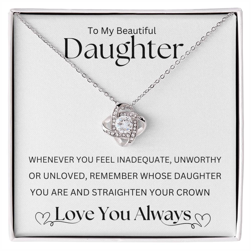 To My Beautiful Daughter Love Knot Necklace