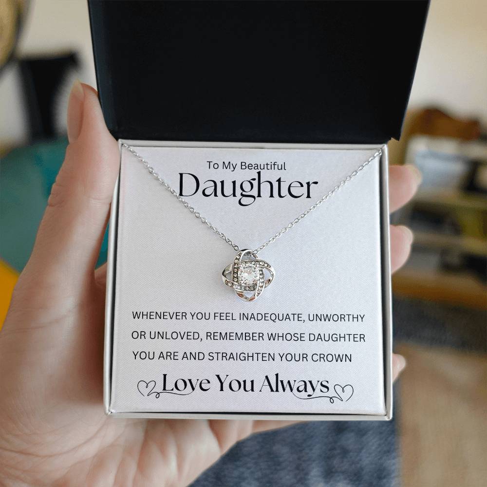 To My Beautiful Daughter Love Knot Necklace