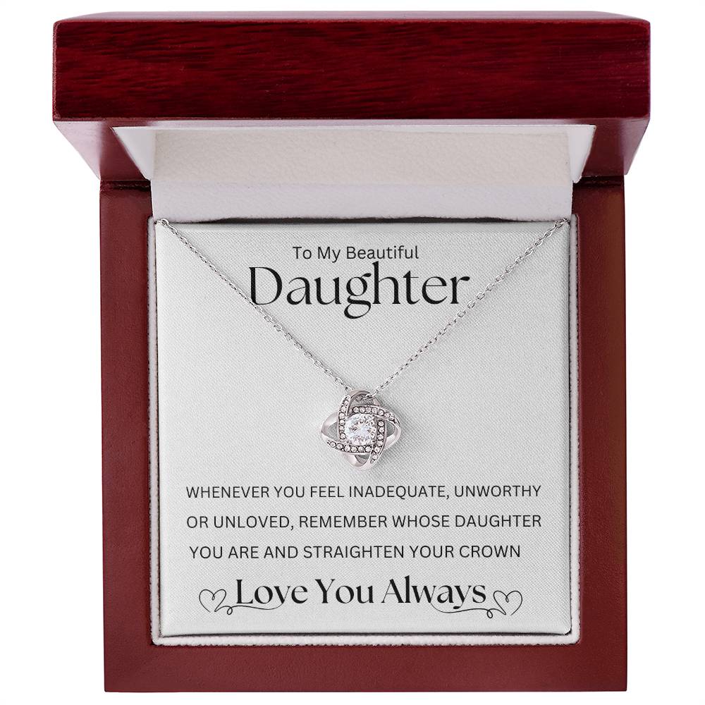To My Beautiful Daughter Love Knot Necklace