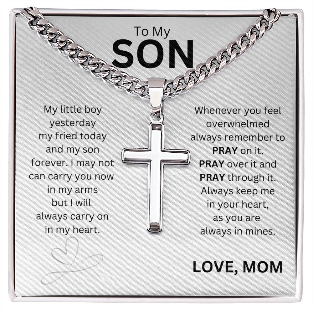 To My Son Artisan Cross Cuban Chain
