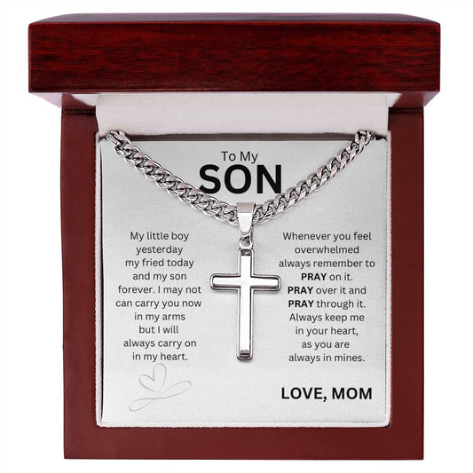 To My Son Artisan Cross Cuban Chain